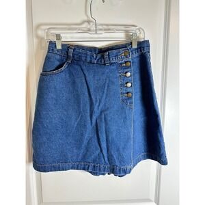 Vivaldi Denim Skirt Button Front Blue Jean Skirt Womens Size 10 Cotton‎